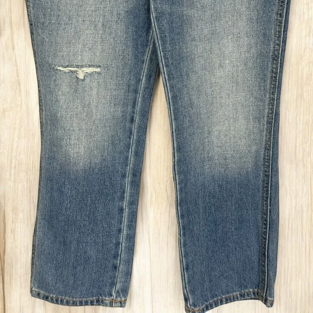 Old Navy Denim Bib Overalls Girls M 8 Distressed Straight Leg Casual